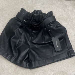Black Women's Leather Shorts